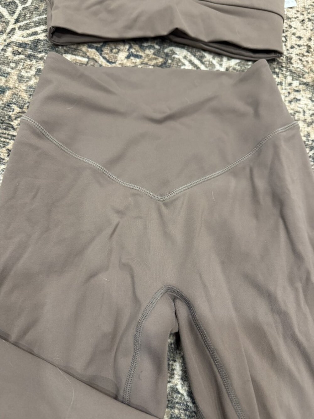 Taupe Crossover Strap Sports Bra and High Rise Legging Set Size S - Picture 2 of 8